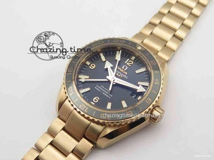 1221 Efficient Planet Ocean GMT 43.5mm RG V6F 1:1 Best Edition Black Dial On RG Bracelet A 8182